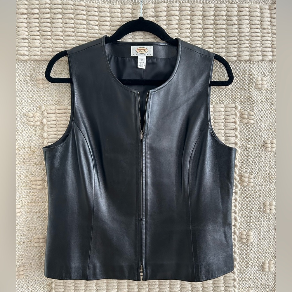 Talbots Black Leather Vest